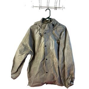 Frogg Toggs green rain jacket hooded large L 100 polypropylene packable ultralig